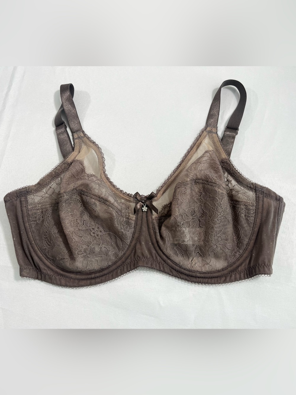 Wacoal Retro Chic 34D Underwire Bra, Mesh Panels, Cappuccino 855186 - Picture 2 of 9